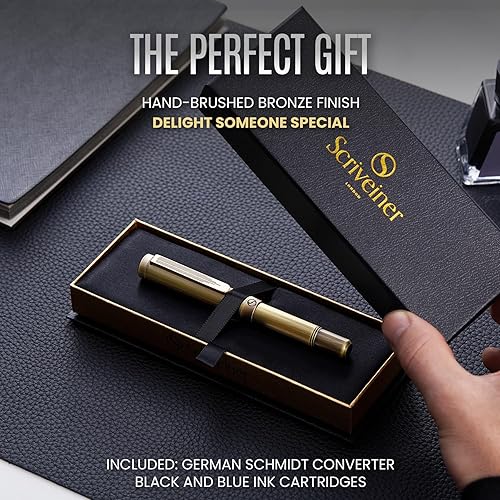 Vista 79 de Scriveiner Pluma estilográfica EDC de lujo (fina), impresionante bolígrafo de bolsillo negro mate, acabado cromado, punta alemana Schmidt, 11. Negro