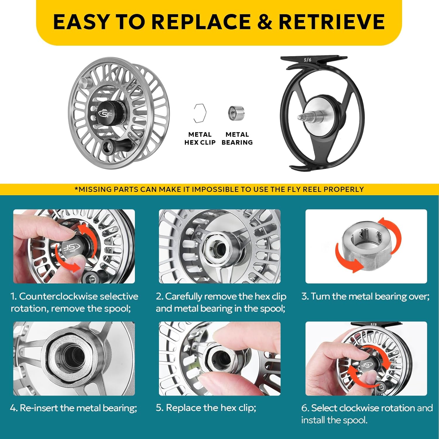 SF SF-003 Pro Fly Fishing Reel for Freshwater,CNC Precision Machining Process,Mid Arbor Design,Smooth Drag System,Lightweight Aluminum Body