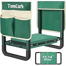 TomCare Garden Kneeler and Seat 11.14&rdquo; Wider Larger Soft Kneeling Pad Garden Bench with 2 Large Tools Pouches Heavy Duty Foldable Garden Stool Gardening Gifts for Women Men Gardeners Seniors, Green