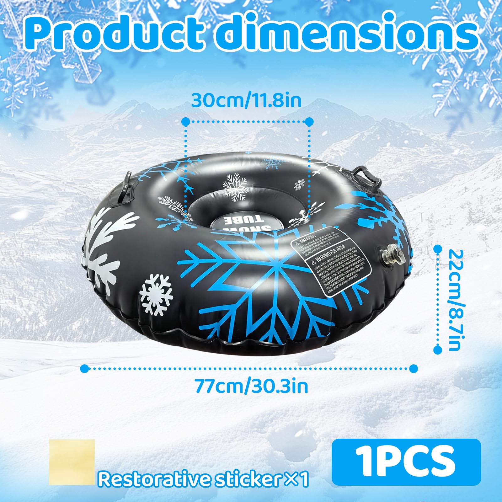 Trineo de Nieve Inflable con Asas de Goma Blanda, Antivuelco, Antifugas, Plegable
