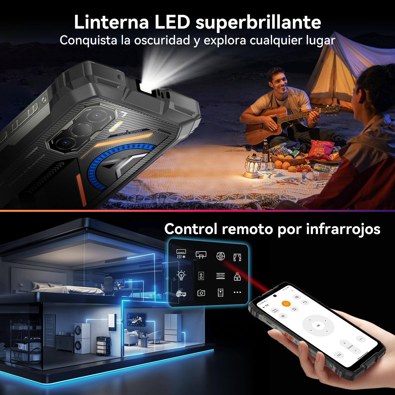 Blackview Rock 3 Movil Irrompible Android 16, 108MP+50MP Movil Indestructible, 32GB+256GB/2TB TF, 10000mAh, Gemini AI, 6.78" FHD+ 120Hz Pantalla, IP69K Impermeable,NFC/OTG/GPS/3 Años de garantía