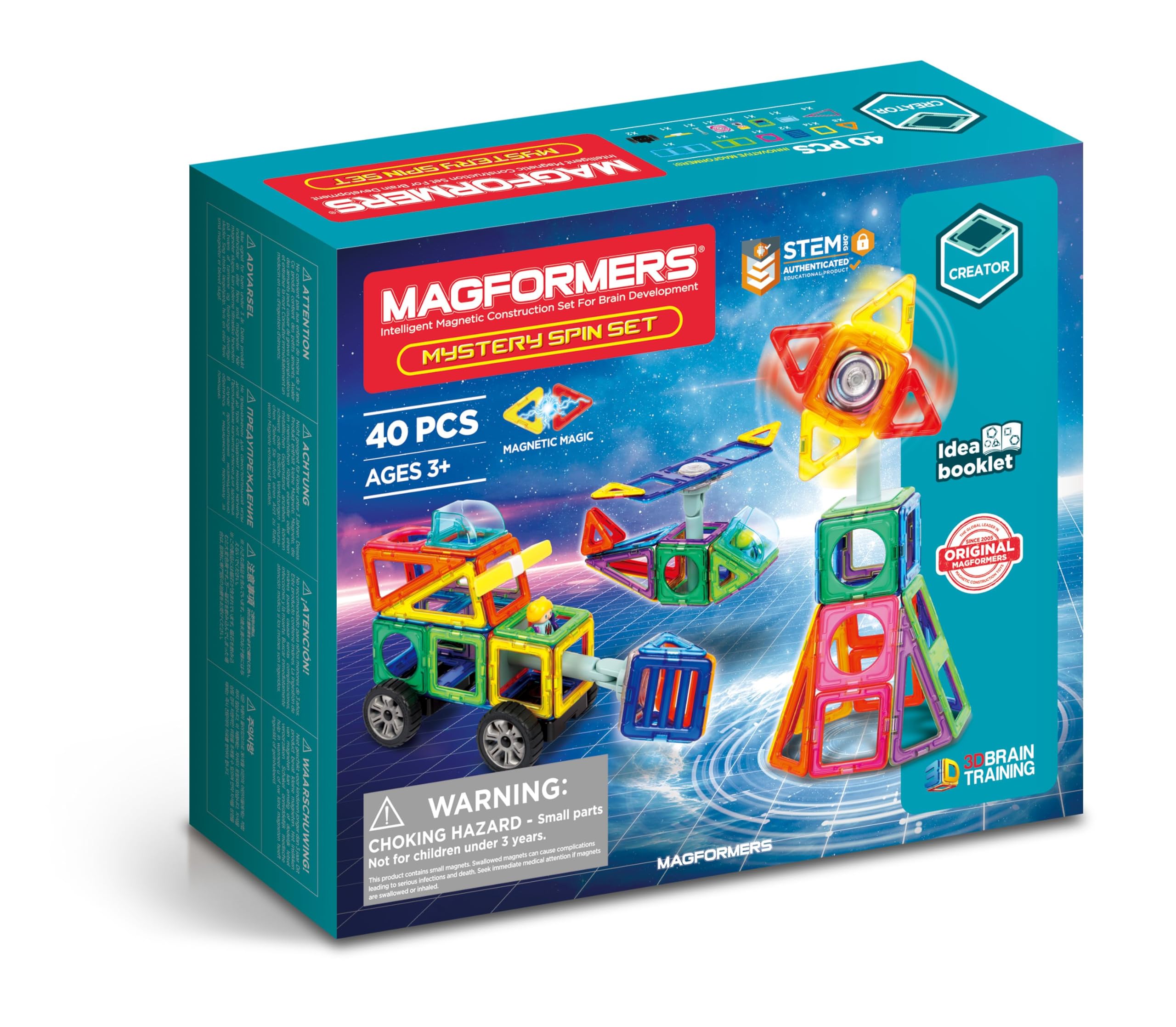 MAGFORMERS Mystery Spin Set 40 Pieces, Magnetic Building Blocks