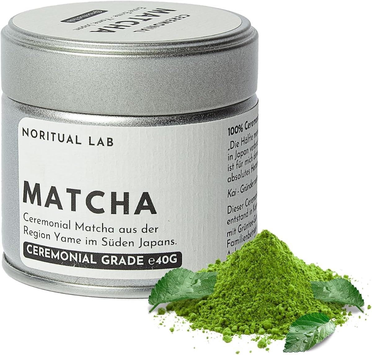 NORITUAL LAB MATCHA – Ceremonial Grade – Originale dal Giappone – rinomata regione di coltivazione sull'isola di Kyushu (40 g)