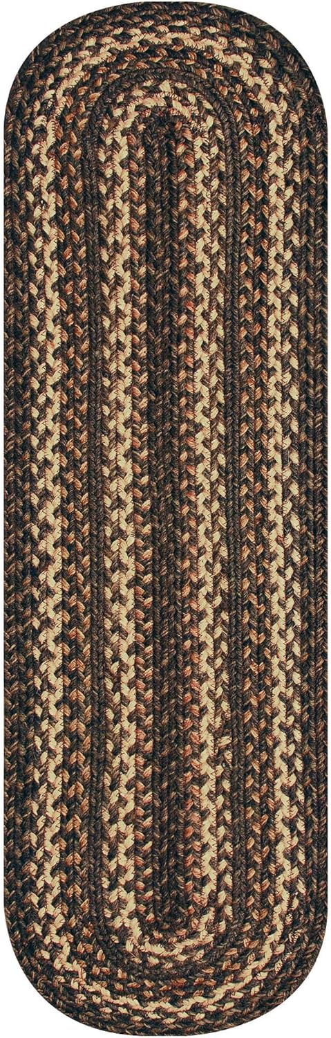 Homespice Kilimanjaro Braided Oval Table Runner, Warm Primitive Decor, Black and Brown 11x36 - Jute Dining Table Accessories - Rich Colors, Easy to Clean, Durable and Protects Furniture
