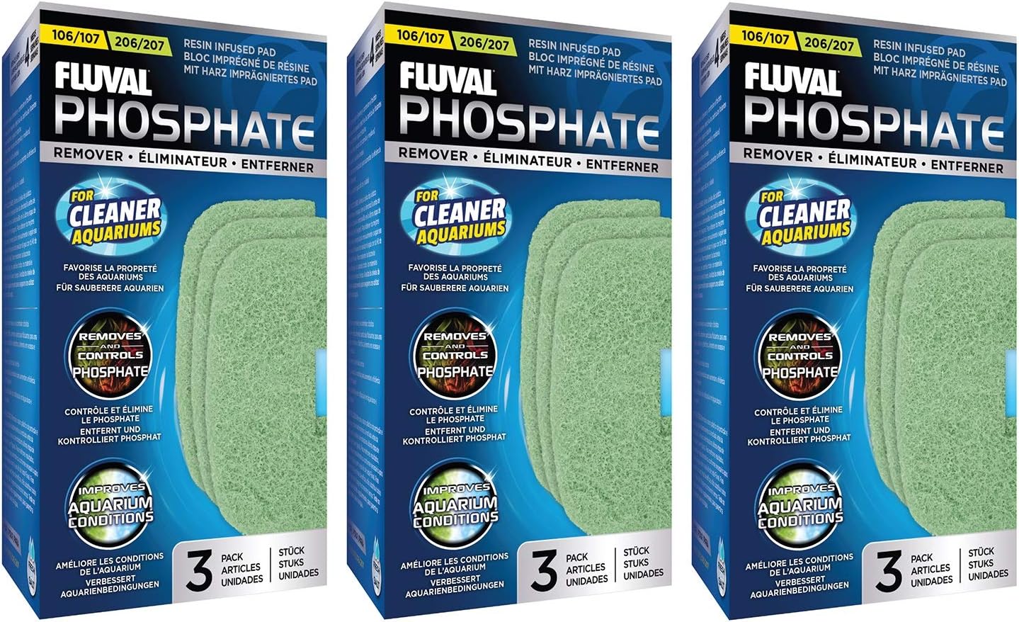 Fluval 9 Pack of Phosphate Remover Media for 106/206 and 107/207 Aquarium Filters