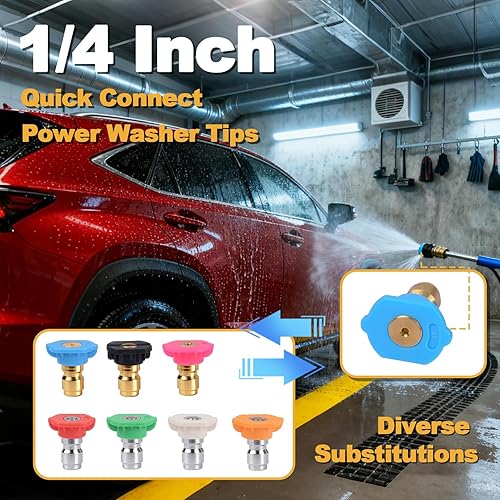 Miniatura 3 de Pressure Washer Tips, Set of 7 Pressure Washer Nozzle Tips with Nozzle Holder, 1/4 Inch Quick Connect Power Washer Tips, 4000 PSI, Multiple Degrees