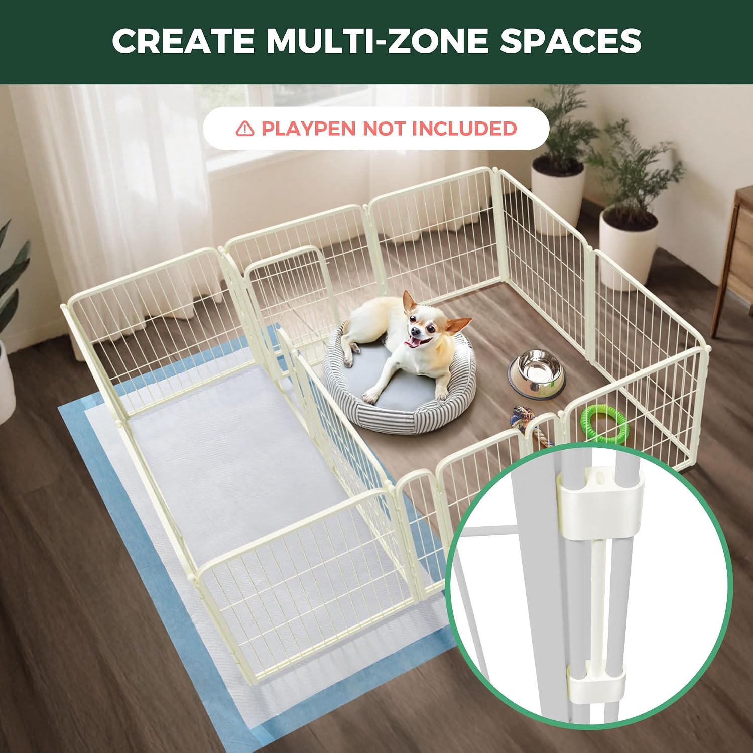 FXW Divider Connectors, Dog Playpen Accessories, 2 Pack, White image 2