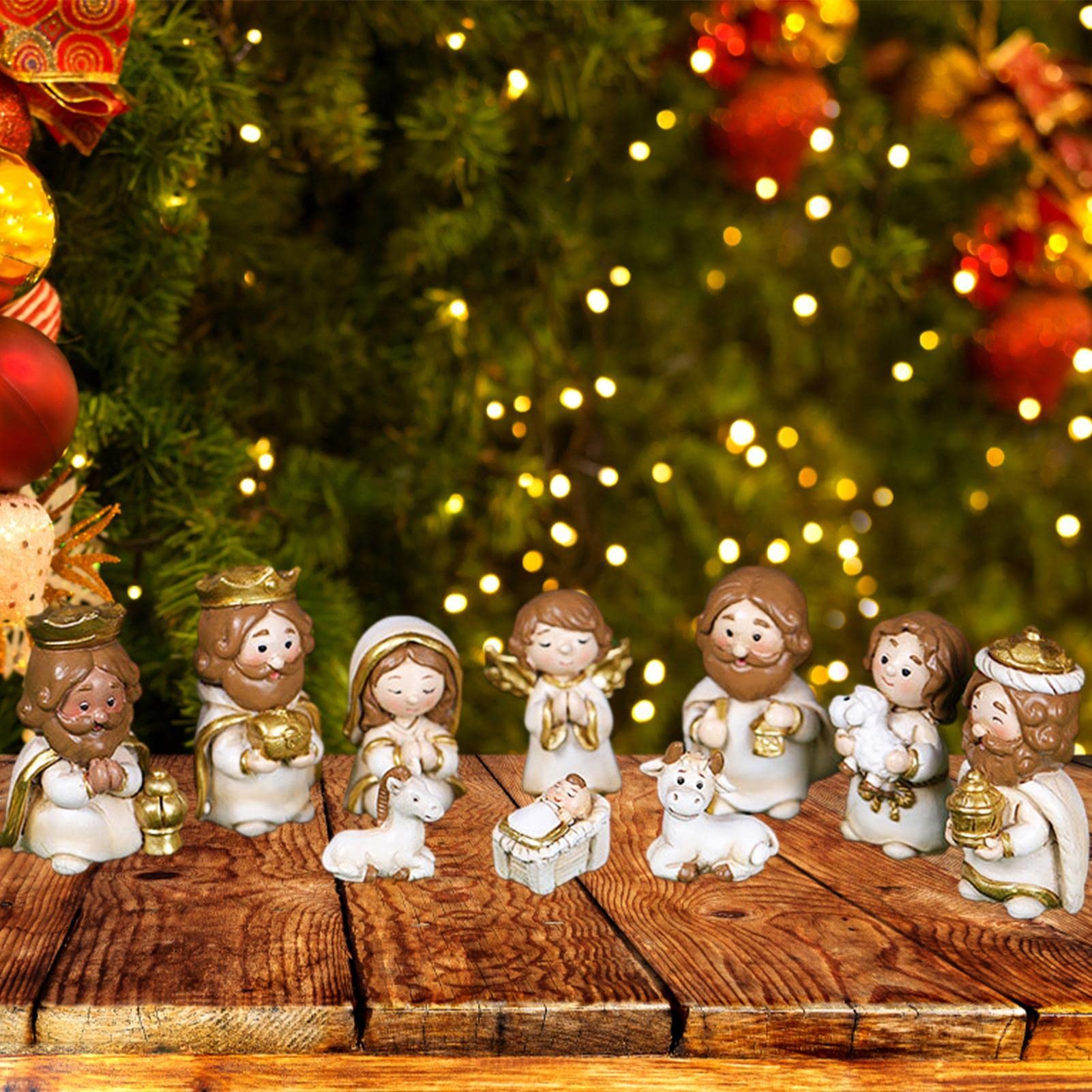 Rios Para Belenes Glitzhome Juego De 12 Figuras De Belén De Resina Azul De  Lujo, Adornos De Navidad, Escenas De Mesa, Juego De Figuras Coleccionables,  Estatua De Encimera, Miniaturas, Accesorios De Manualidades, image size:1601x1601