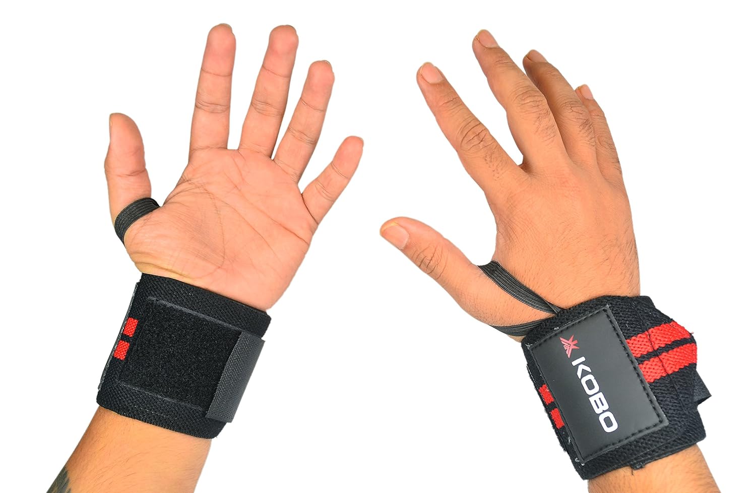 Kobo WTA04 Cotton Wrist Wraps with Thumb Loop Professional for Men