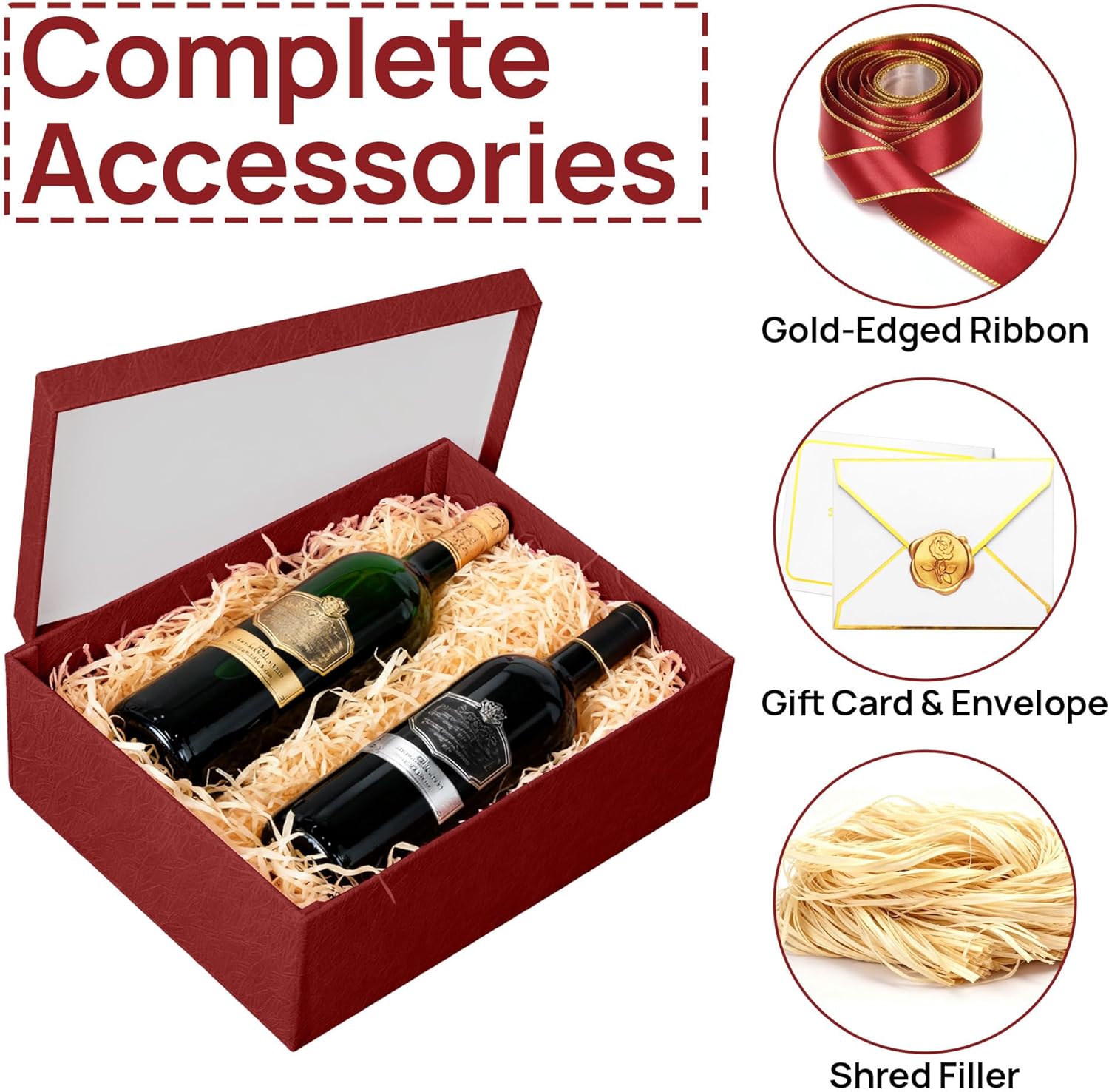 JOYIT Red Gift Box 16.5''x13''x5.5'' - Large Gift Boxes with Lid for Presents Packaging, Birthday, Christmas, Wedding, Anniversary, Big Gift Box with Ribbon, Shred Filler, Card, Wax Seal (Red) - Image 2