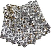 Vista 12 de XUANINY Azulejos de protección contra salpicaduras para cocina, baño, chimenea, mosaico de aluminio metálico autoadhesivo (12 x 12 pulgadas)