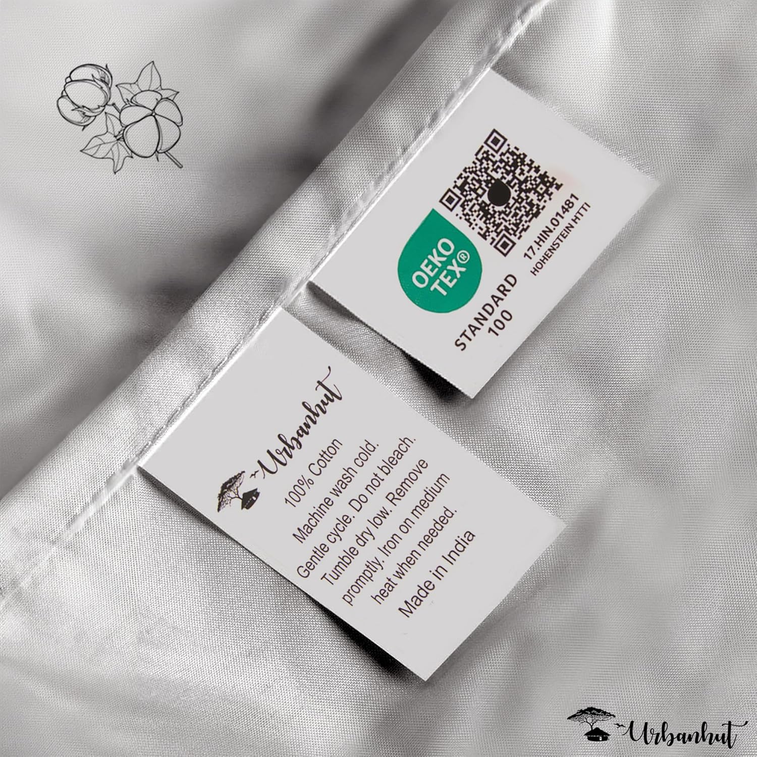 URBANHUT 100% Cotton Pillowcases, King Size, Ultra Soft Pillow Case, 20x36 Inches Set of 2, Hotel Quality Premium Cooling Pillow Cases - Silver Grey - Image 6