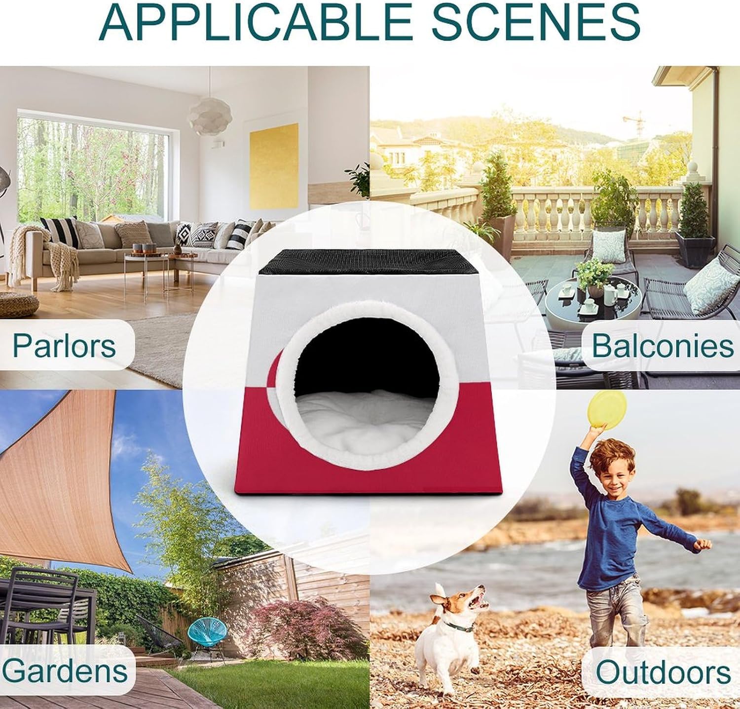 Greenland Flag Cat House for Indoor with Spacious Cat Nest