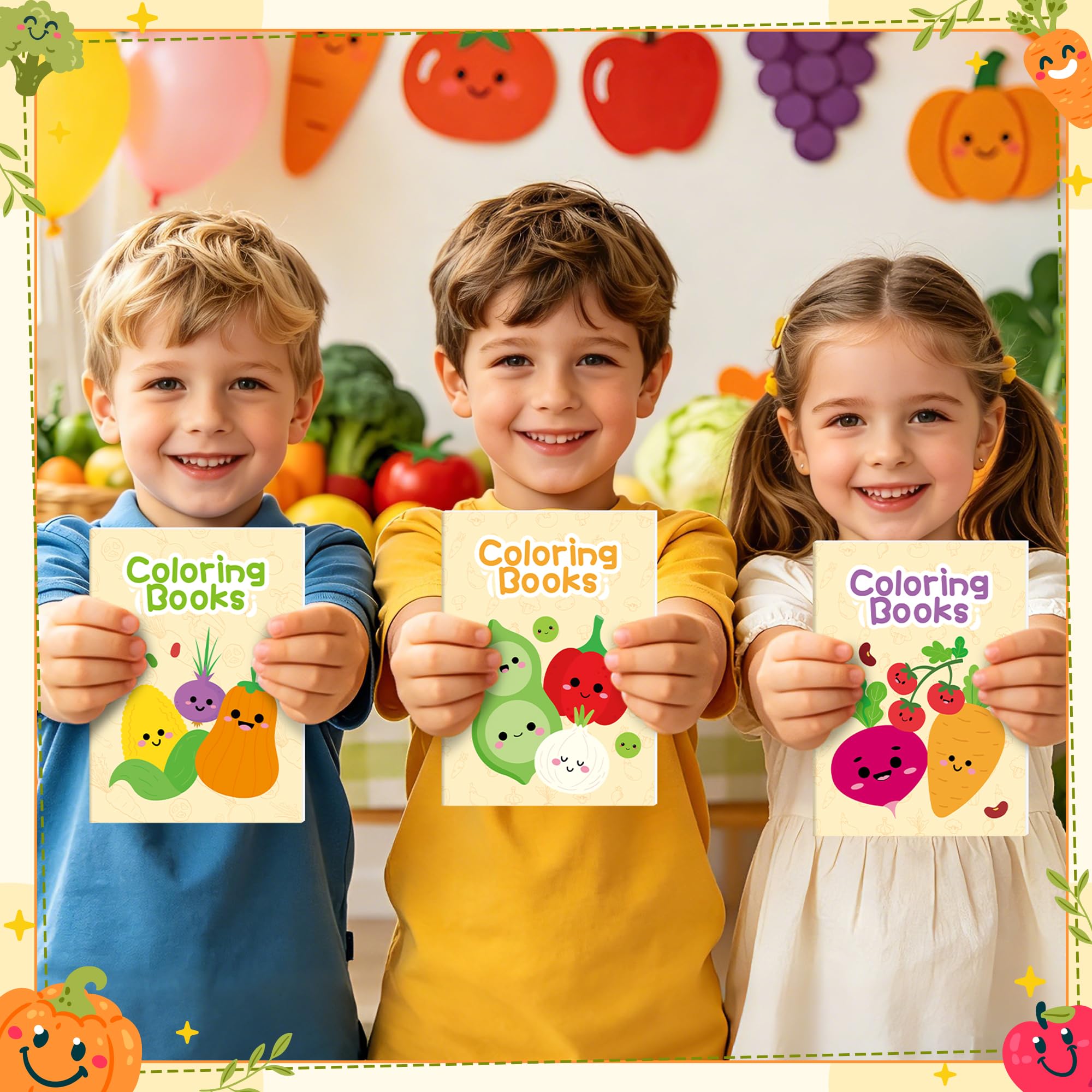 96 libros para colorear vegetales para niños, fiestas, recuerdos escolares, recompensa