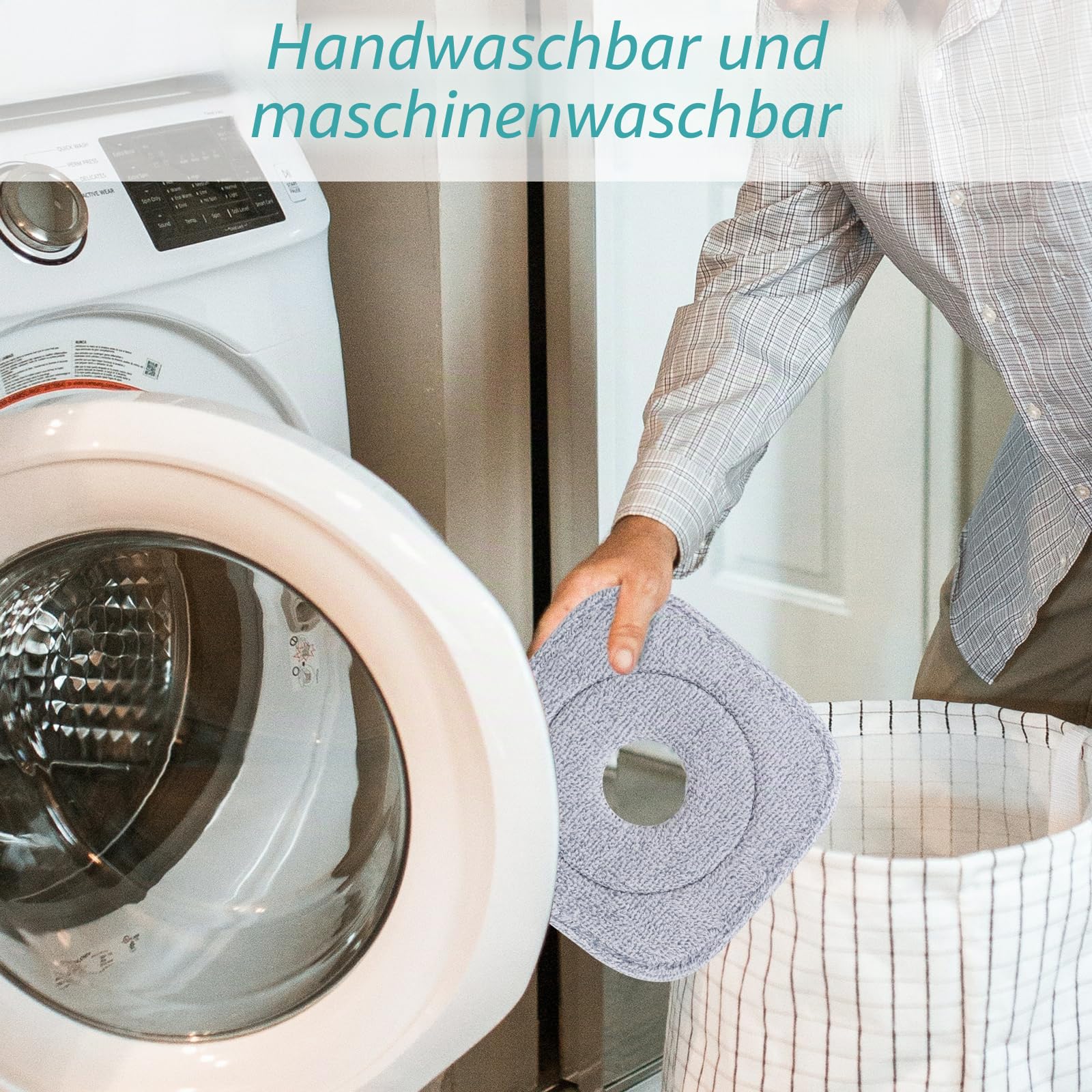 Sgizoku Wischmopp Set mit faltbarem Eimer, 360° drehbarer Wischmopp mit Presse, Waschen und Trocknen, mit 2 wiederverwendbaren Mikrofaser-Moppmatten für alle Arten von Böden