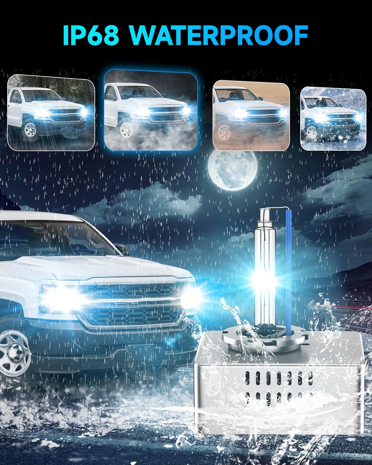 Fit for Chevrolet 2016-2018 Chevy Silverado 1500 LT LTZ LS WT 2018-2021 Chevy Equinox D5S HID Xenon Headlight Bulbs, 350% Brightness, High Low Beam Light Bulb, 8000K White Blue, Pack of 2