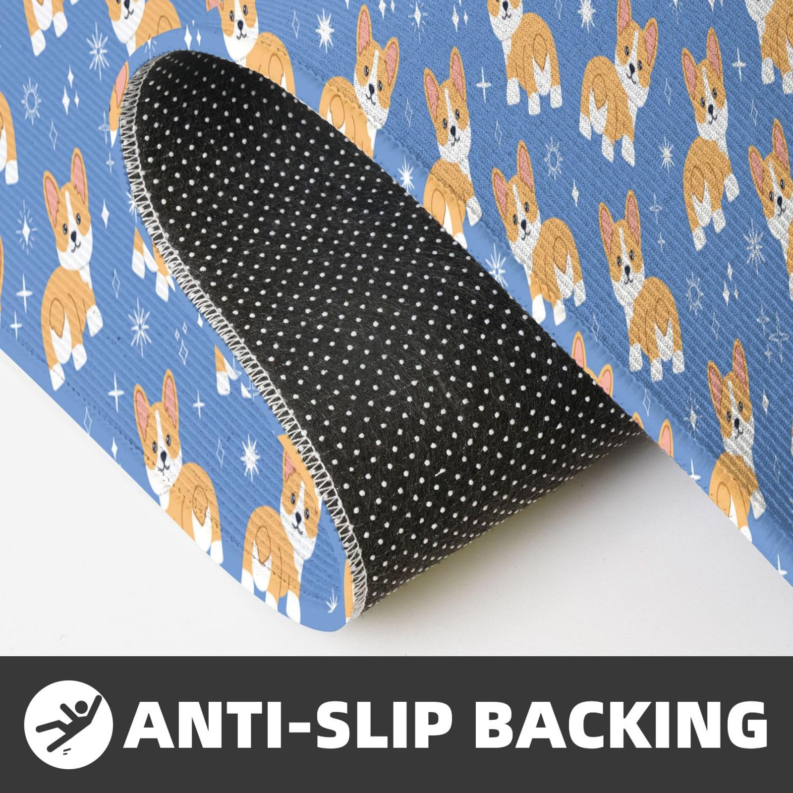 Corgi Küchenmatte für Boden, Bauernhaus, Küchenteppich, rutschfest, für Waschbecken, Wäsche, Büro, Zuhause, Schreibtisch, 43,2 x 129,2 cm + 43,2 x 73,2 cm, 2 Stück