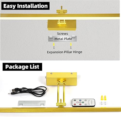 Miniatura 7 de Luz de imagen, 5200 mAh recargable, funciona con pilas, luces para pared con control remoto, 300LM 3000K 16 pulgadas, marco de fotos regulable de