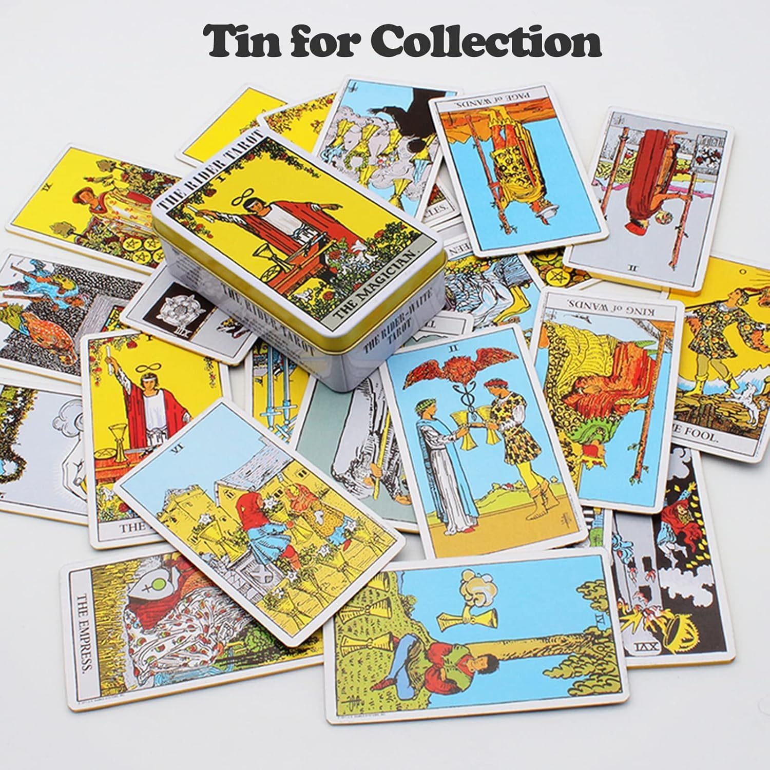 Lariox Play New Tarot Cards with Guide Book 78 Pieces The Rider Tarot Cards Decks Traditional Standard Tarot Deck Fortune Telling Game Divination Tools for Beginners (The Rider Gold Foil) 4