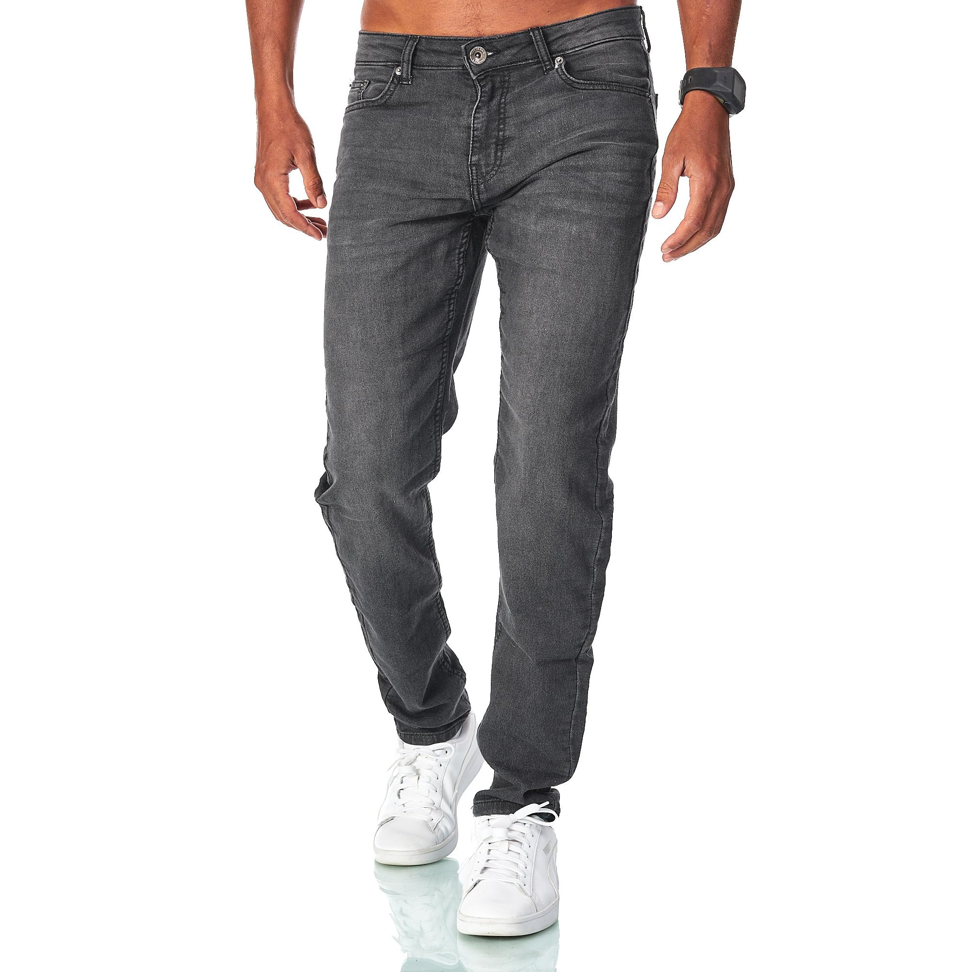 JEEL Herren Sweat-Jeans - Regular-Fit Straight-Cut - Stretch Washed Denim-Look - Jeans-Hose