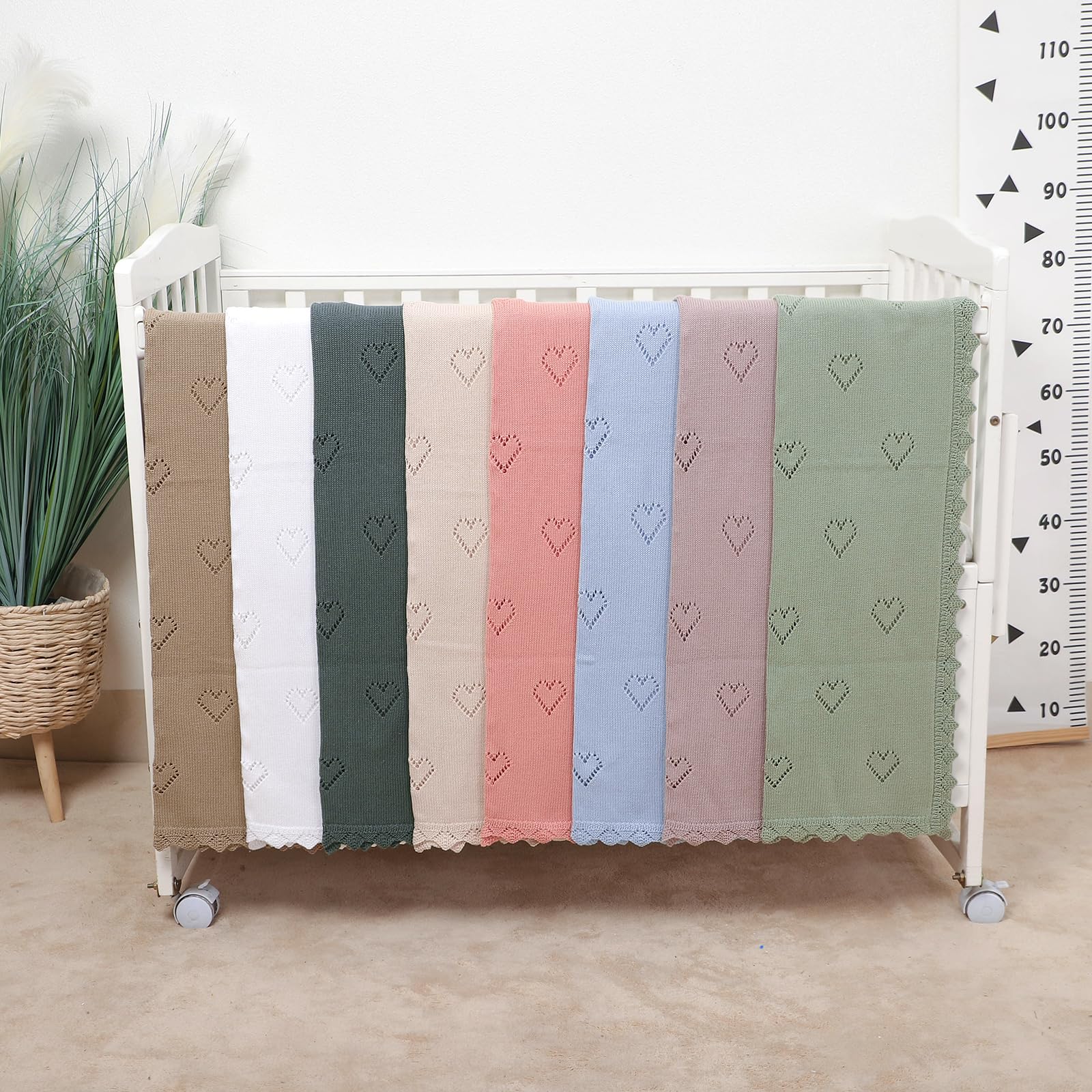 mimixiong Cellular Blanket Newborn Knitted Soft Cotton Baby Blanket for Newbron Baby Boy Girls 100x80cm (White) - Image 4