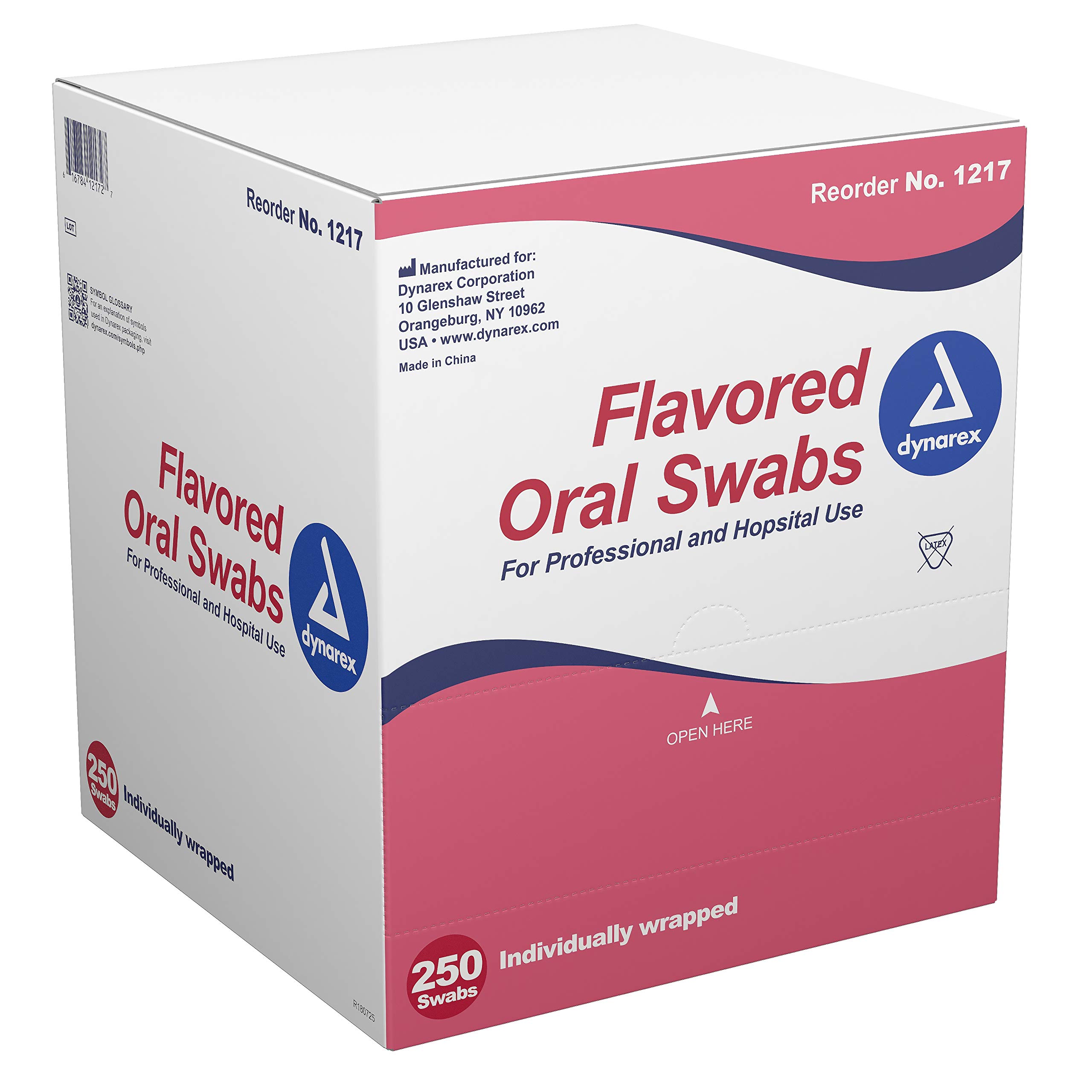 Dynarex Oralne waciki z protezą, aromatyzowane, 250 indyjowo owiniętych wacikami oralnymi
