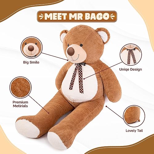 Miniatura 3 de Oso de peluche gigante de 4 pies ultra prémium - Oso de peluche grande de 51 pulgadas, suave y esponjoso, oso de peluche grande, bonito regalo para
