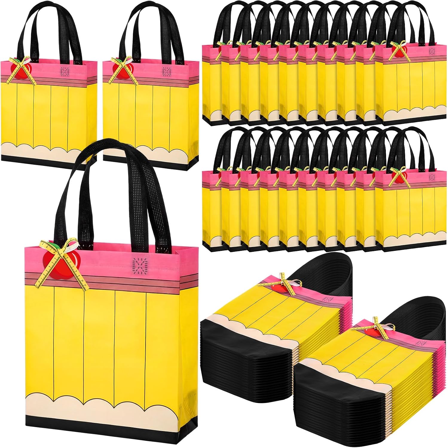 Wesnoy 36 Sets Back to School Gift Bags Composition Notebook Student Teacher Gifts Bag First Day of School Composition Notebook Classroom Decor for Kindergarten Preschool Welcome Back Party Favors
