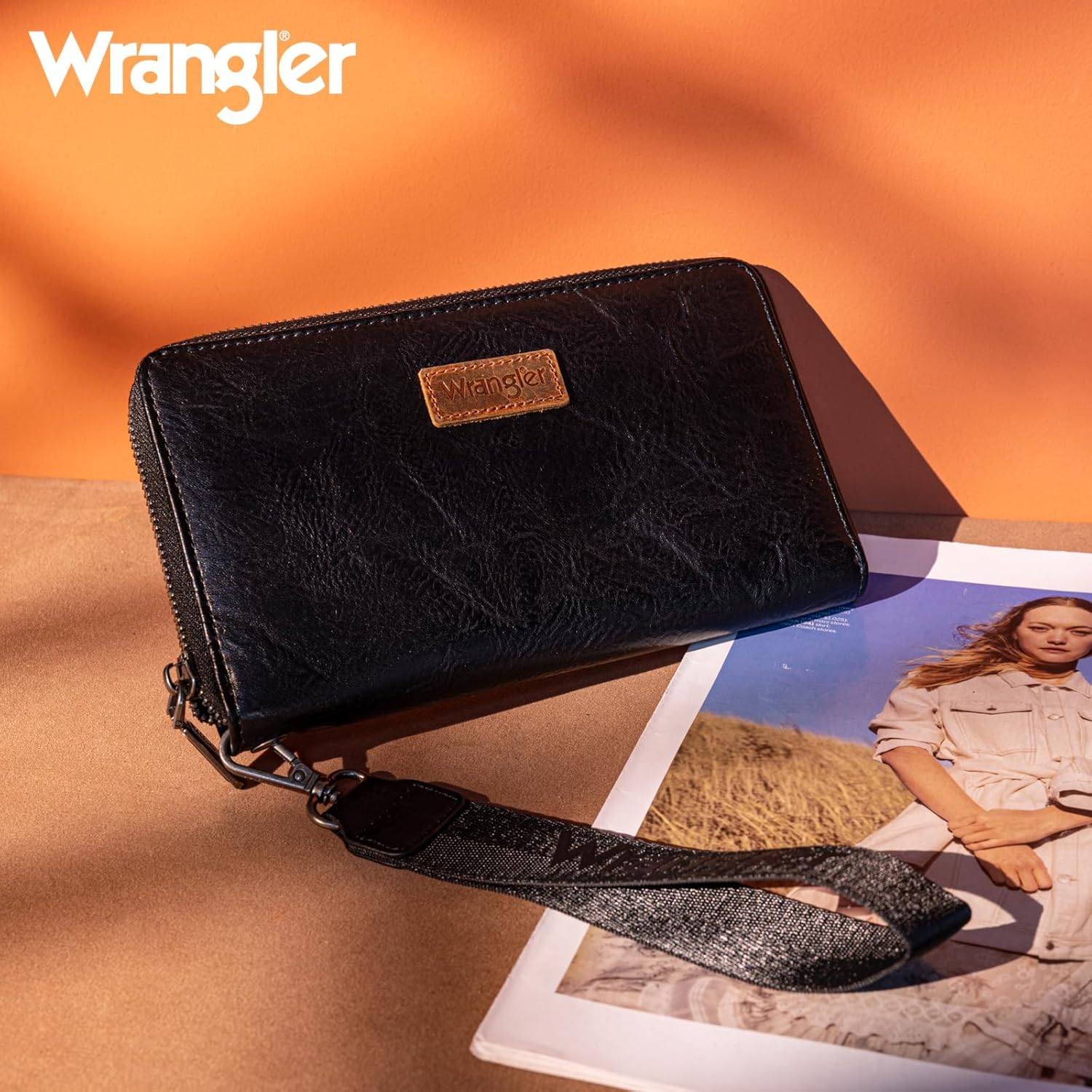 Wrangler Womens Wallet Wristlet Wallets for Women Large Capacity Women's Wallets Black Wallet Credit Card Holder for Women Men - Image 2