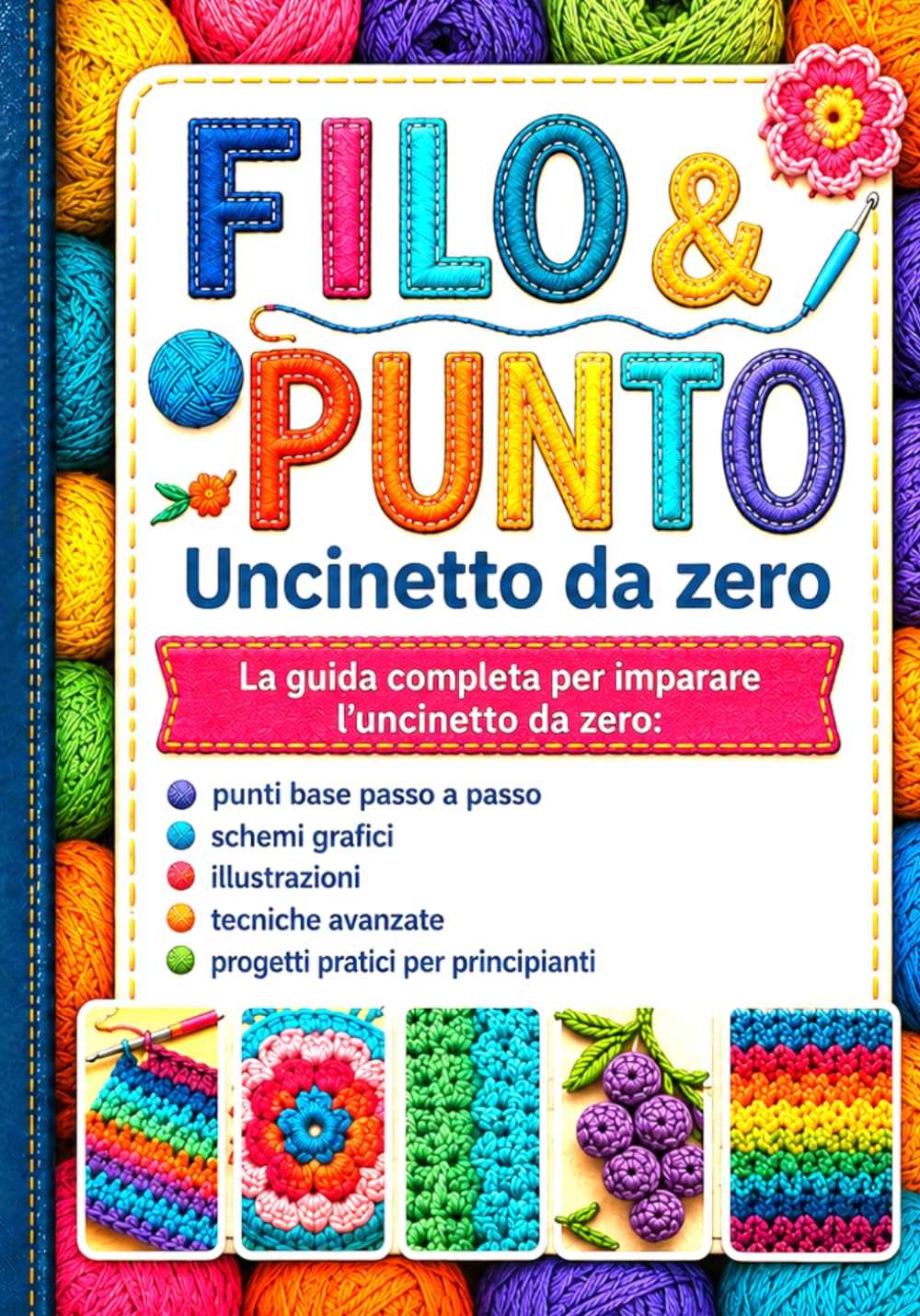 FILO & PUNTO Uncinetto da zero: La guida completa per imparare l'uncinetto da zero: punti base passo a passo, schemi grafici, illustrazioni, tecniche avanzate, progetti pratici per principianti
