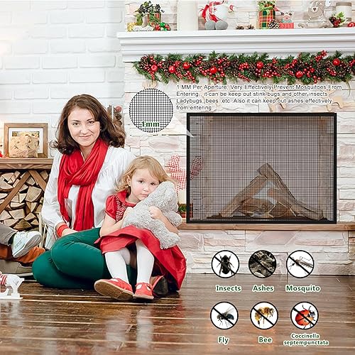 Miniatura 6 de Puerta de malla segura para chimenea, cortina de malla para chimenea, barrera segura para chimenea, red de chimenea, cubierta de chimenea, puertas