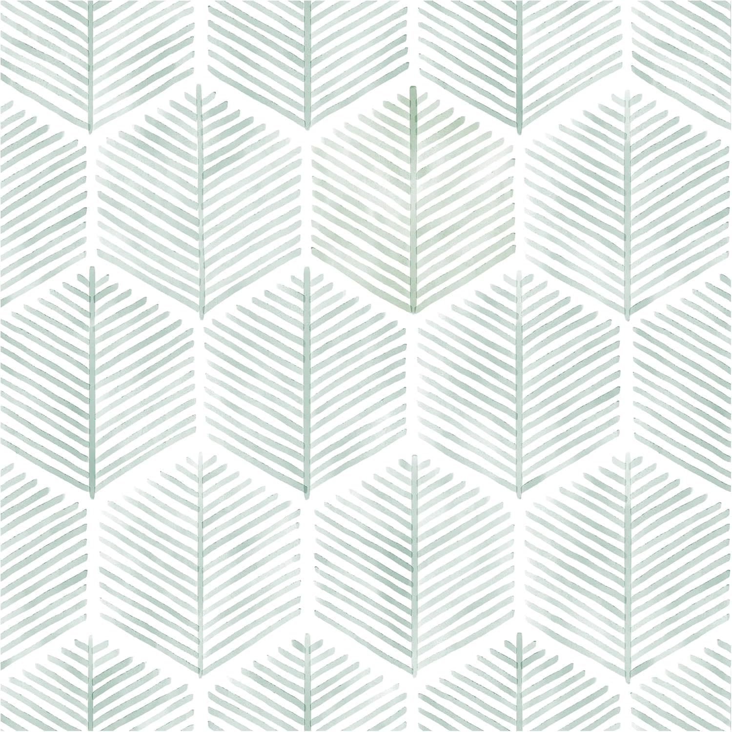 Photo 1 of Modern Peel and Stick Wallpaper 17.3''×118'' Geometric Wallpaper Boho Contact Paper Green and White Self-Adhesive Wall Paper Removable Decorative Wallpapers for Bedroom Bathroom Cabinets Decor Vinyl