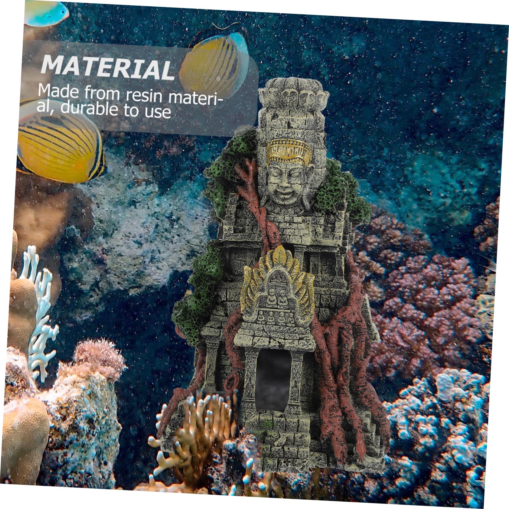 Sosoport Aquarium Dekoration Tempel Aus Kunstharz Für Fischbecken Landschaftsdekoration Ornament Geeignet Für Süß Und Meerwasser Aquarien