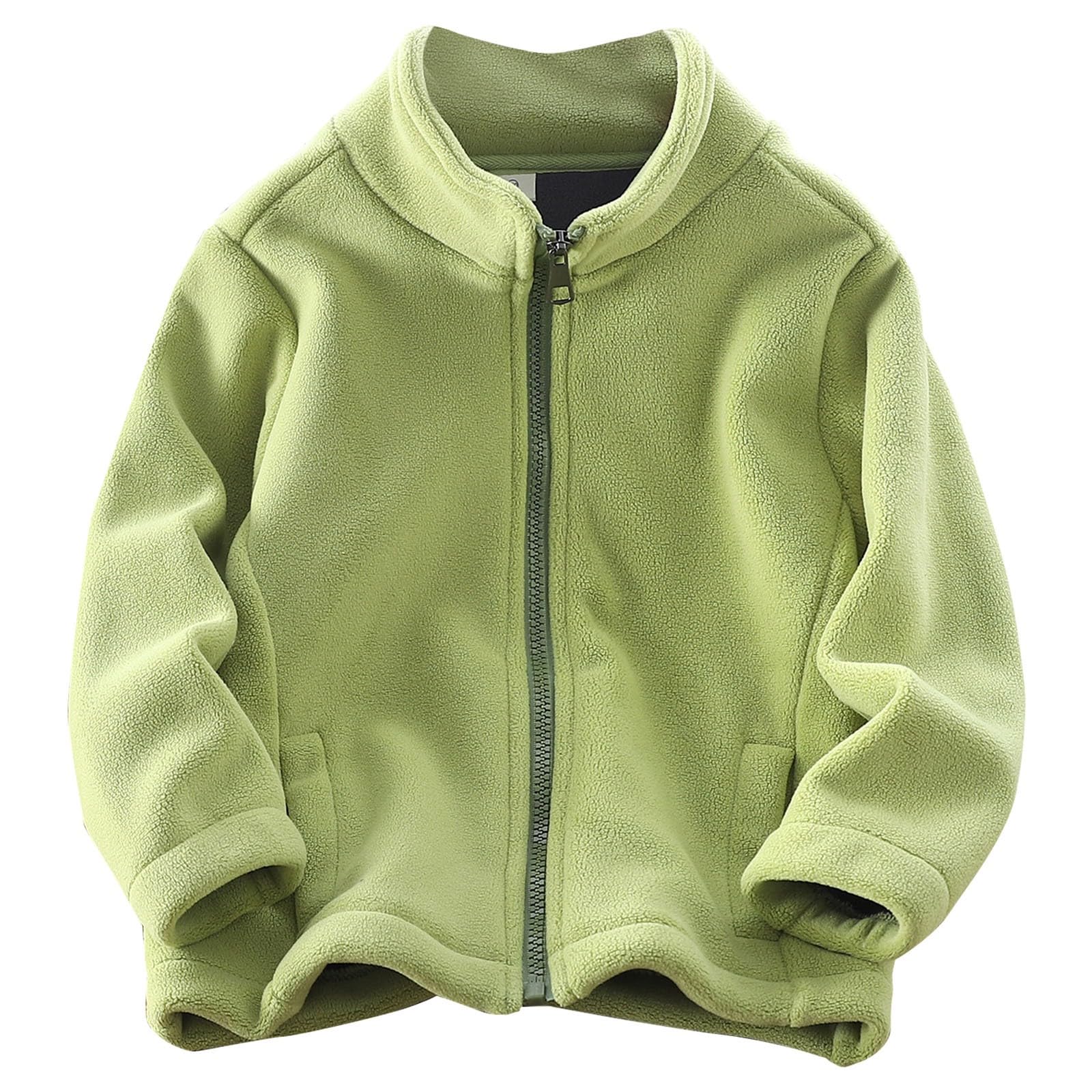 RNTOP Toddler Baby Fleece Jacket Boys Girls Full Zip Fleece Jacket Kids Long Sleeve Coat with Pockets (Green, 4-5 Years)
