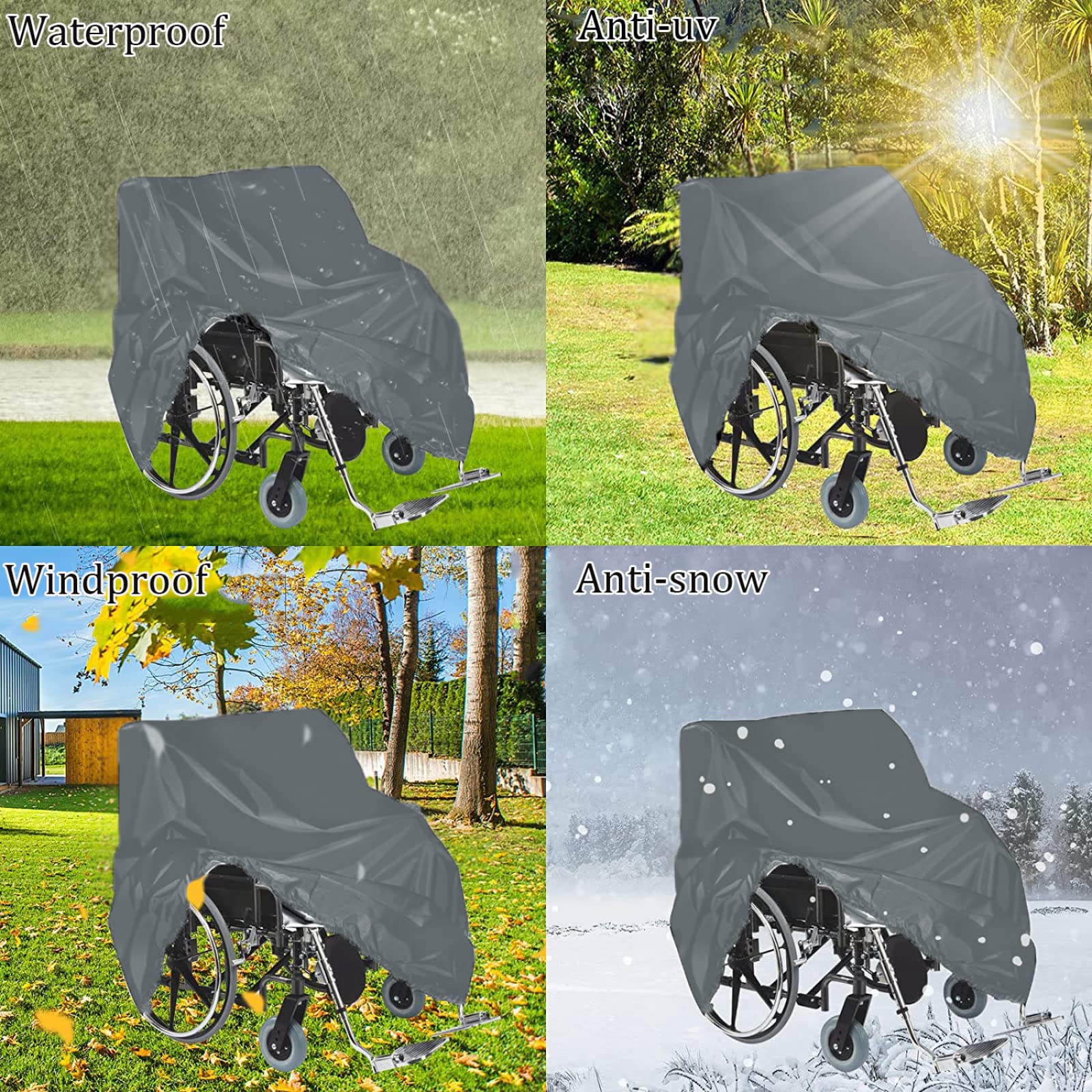 Funda Impermeable para Silla de Ruedas para Viajes, Funda de Tela Oxford 210D para Scooter de Movilidad, Accesorios para Silla de Ruedas eléctrica con Bolsa de almacenam