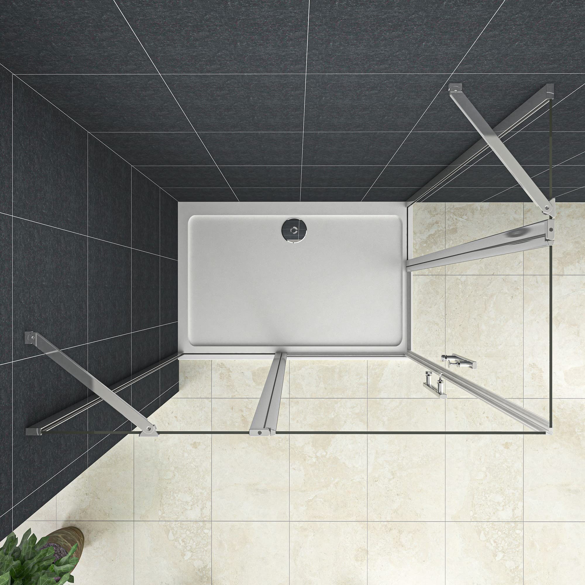 Box Doccia Angolare Due 90x80x195 cm Vetro 6mm 2 Barre Stabilizzatrici