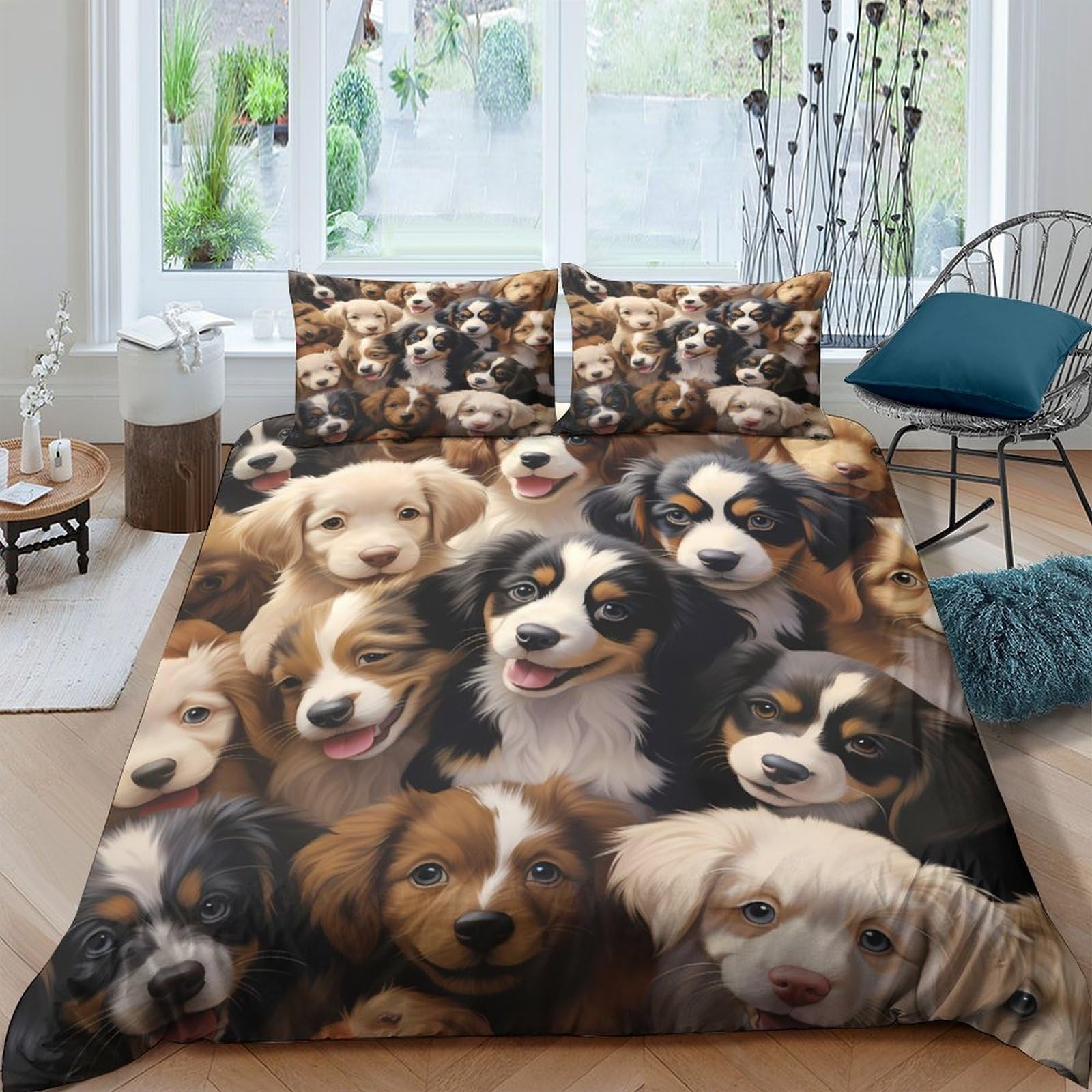 Ctjqhvkz Style-2 3D Printed Cute Puppy Fitted Sheet Microfiber Soft Anti-Slip Mattress Cover For Bedroom Guest Room Dorm Decor Washable Single（135X200cm）