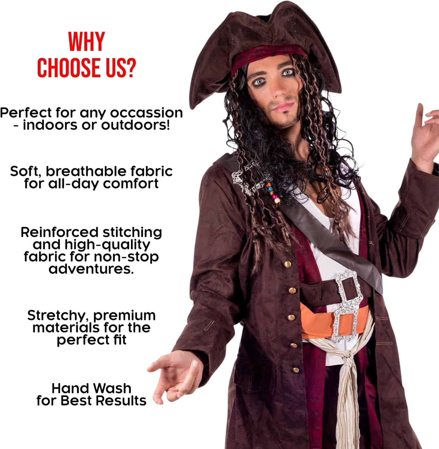 fun shack Pirate Costume Men, Mens Pirate Costume, Halloween Costumes for Men, Halloween Costumes Adult