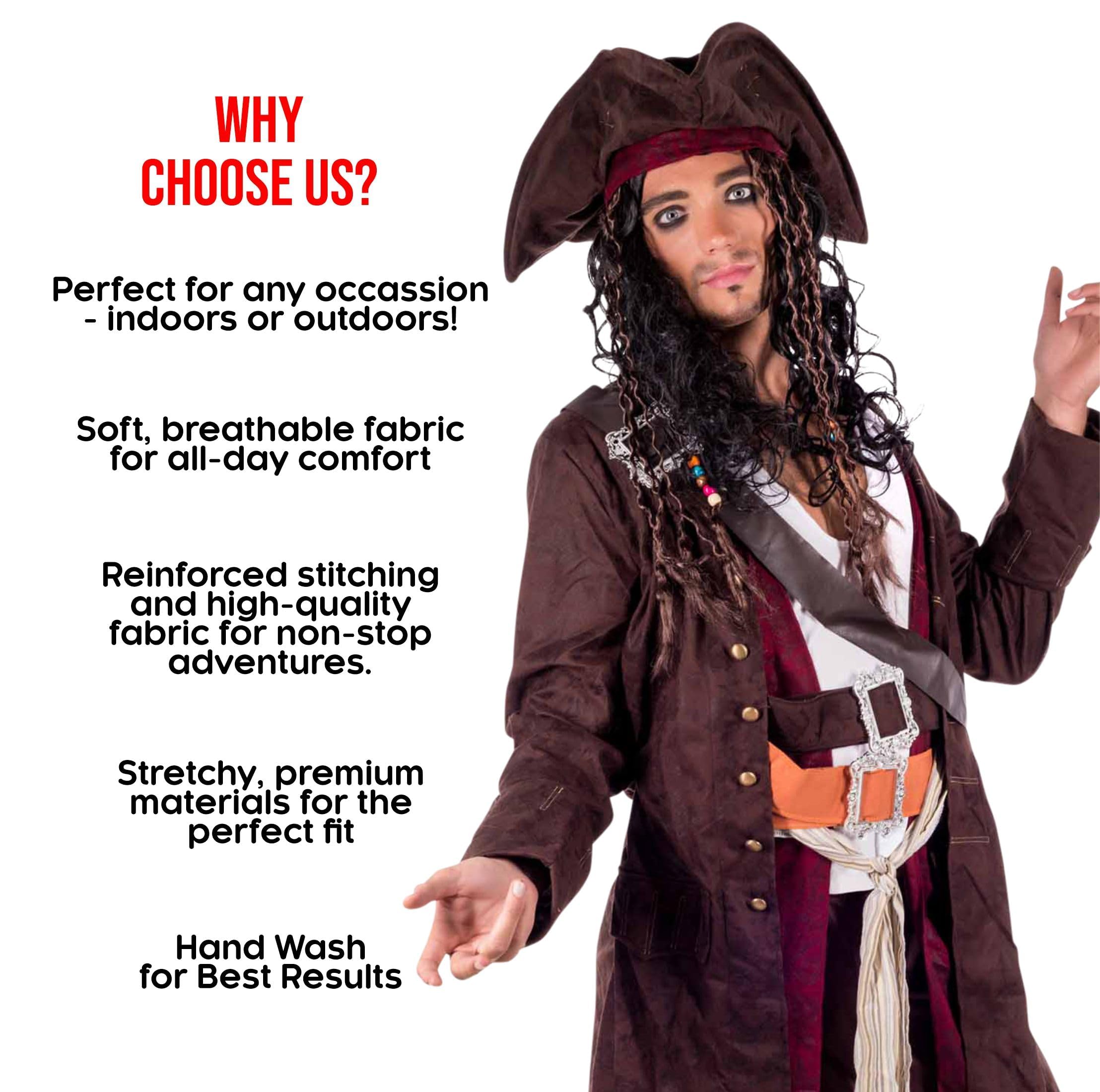 Fun Shack Disfraz Pirata Hombre Adulto, Disfraces Piratas, Traje de Pirata, Disfraz Carnaval Hombre y Halloween