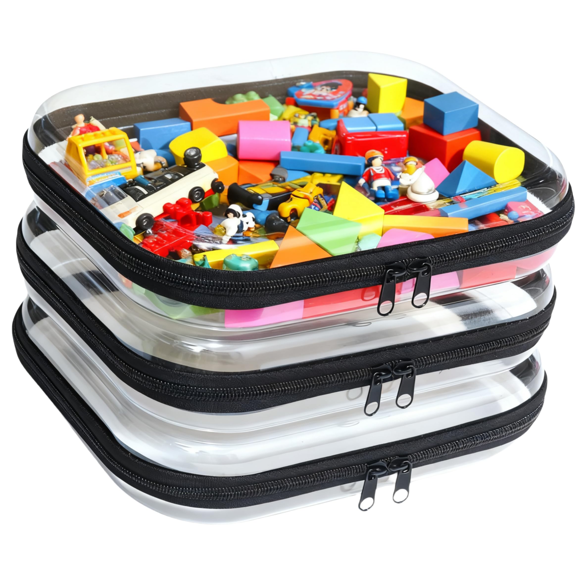 3PCS Zippered Transparent Cases for Snacks,Portable Waterproof Cosmetic Bag with Zipper,Clear Hard Shell Zipper Case for Cosmetic Storage Putting Snacks