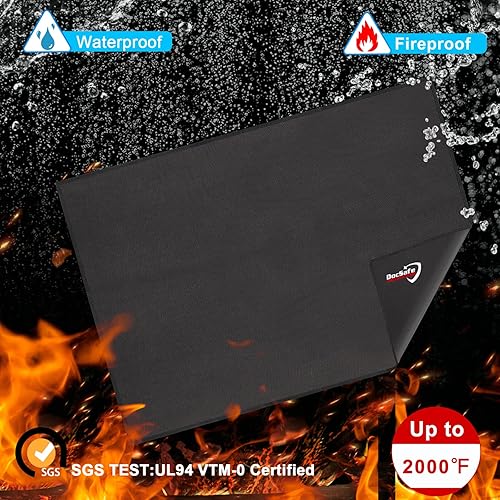Miniatura 5 de DocSafe Tapete grande para debajo de la parrilla de 48 x 36 pulgadas, 4 capas ignífugas, almohadillas de parrilla que protegen para terraza, patio,
