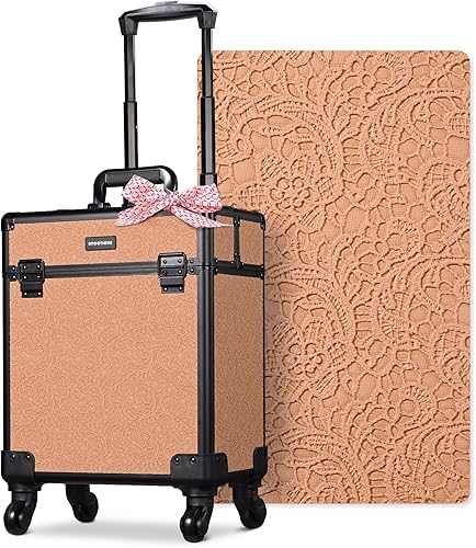 BYOOTIQUE Cosmetology - Estuche rodante para almacenamiento de uñas, carrito de almacenamiento para maquillaje, maleta de peluquería de viaje,