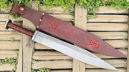 Miniatura 6 de Espada larga vikinga de 20 pulgadas, cuchillo de machete hecho a mano, Kukri fabricado en Nepal, hoja fija, equilibrio de acero al carbono de alta