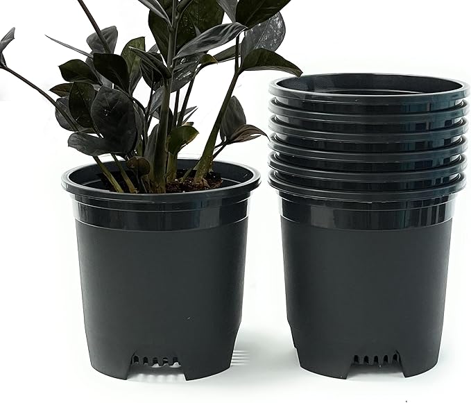 2 Gallon Black Nursery Pot Plastic 6Pack Planter Pots Pot