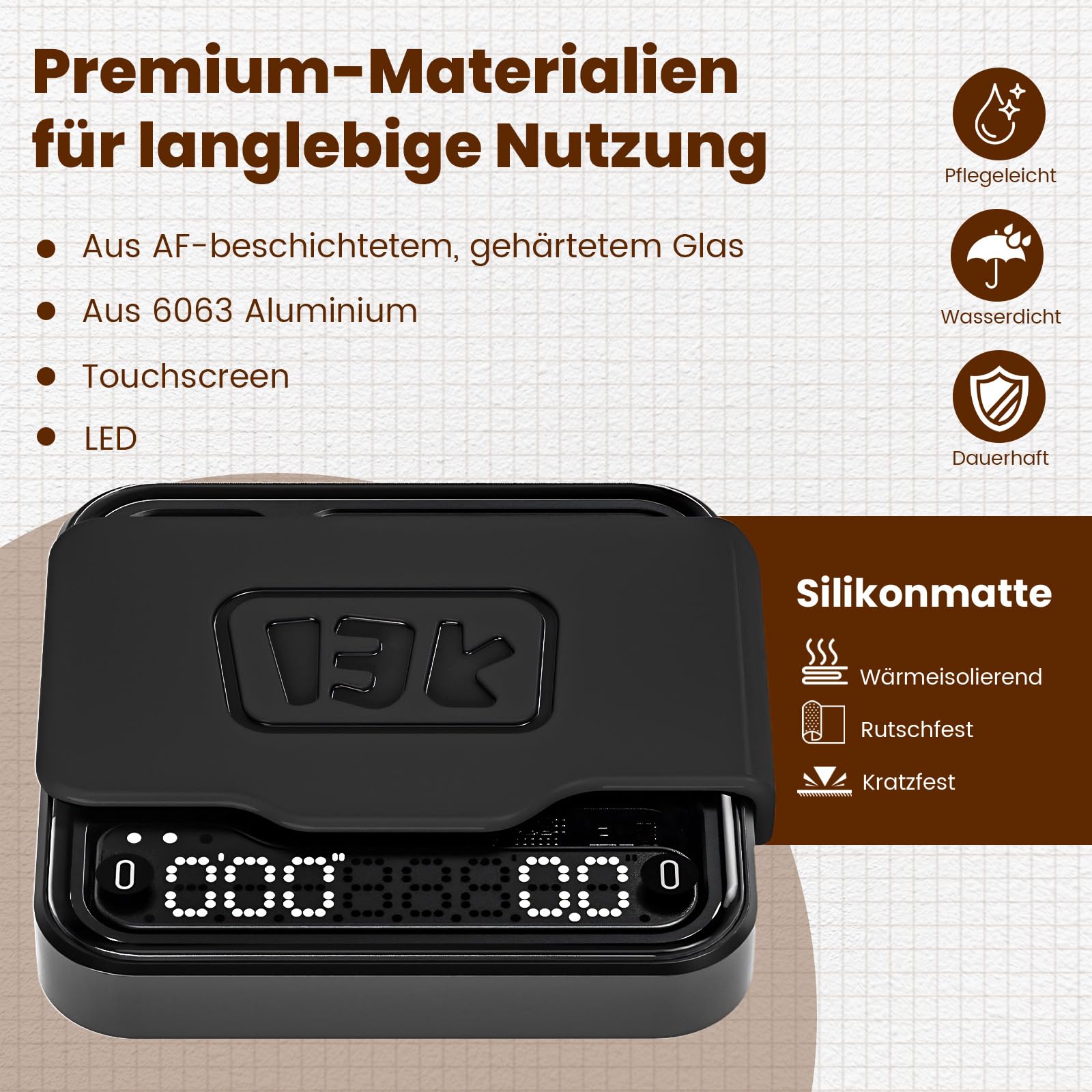 BOOKOO Kaffeewaage mit Timer, 0,1g Hochpräzise wiederaufladbare Espresso Waage mit 3 Mode, Bluetooth-Verbindung APP, USB Mini Präzisionswaage für Espresso und Pour-Over