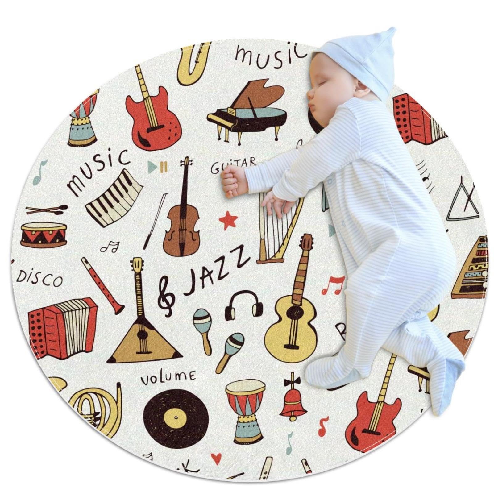 Tapis de salle de bain piano design rond pour chambre d'enfant