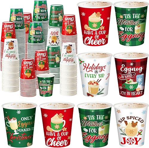 Miniatura 7 de Layhit Vasos de papel de cacao caliente de Navidad, 8 onzas, desechables para bebidas fríascalientes, tazas de chocolate caliente, tazas de café