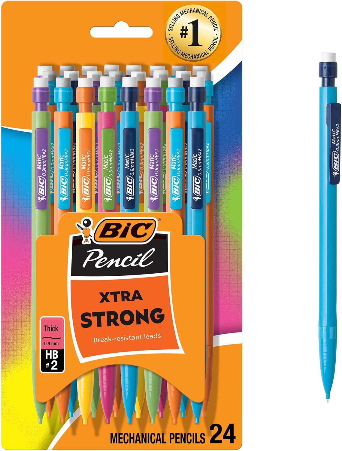 Product image of BIC Xtra Strong Mechanical Pencils with Erasers, Thick Point (0.9mm), 24-Count, Mechanical Pencils for School or Office Supplies