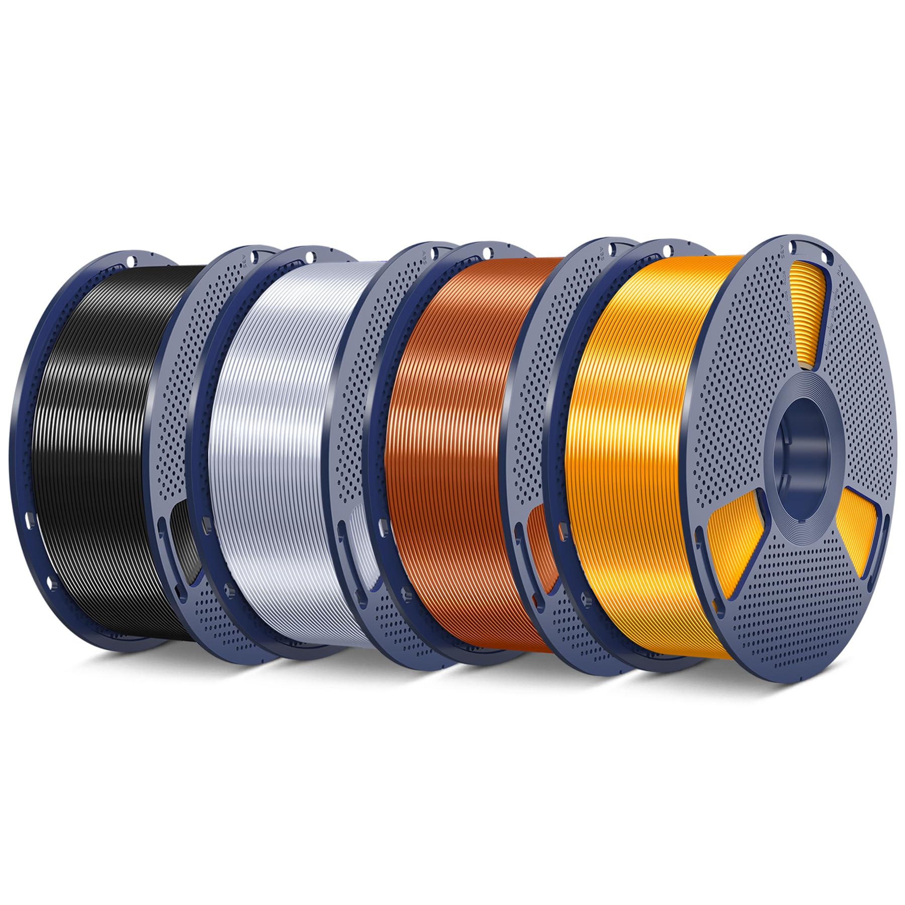 SUNLU Silk Pla Plus Filament 4KG Bundle, Black+Silver+Red Copper+Brass