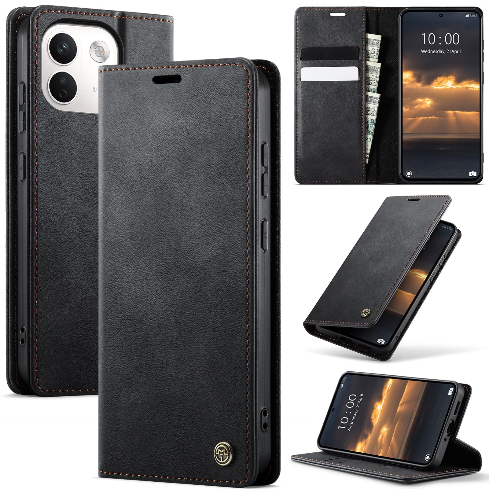 Azororo Cover per Redmi Note 17 Pro Max 5G, Premium PU Pelle Custodia, Magnetica Carta Fessura Portafoglio Case, Flip Cavalletto Custodia per Redmi Note 17 Pro Max - Nero